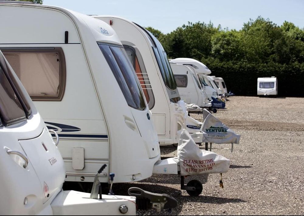 Caravans and motorhomes in secure outdoor storage with CCTV, St Boswells